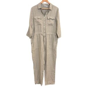 Pistache M MINT/NEW linen (100 percent linen) Wide Leg Jumpsuit with Relaxed Fit